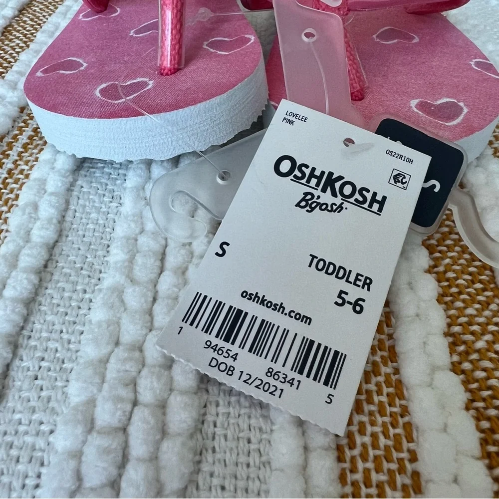 OshKosh B'Gosh Heart Flip Flops Toddler S (5/6) NWT‎